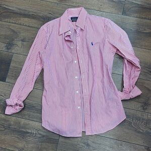 Ralph Lauren Red and White Striped Shirt
